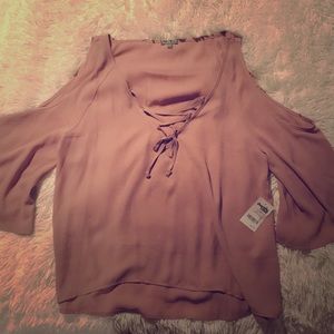 Cold shoulder blush pink top from Charlotte Russe